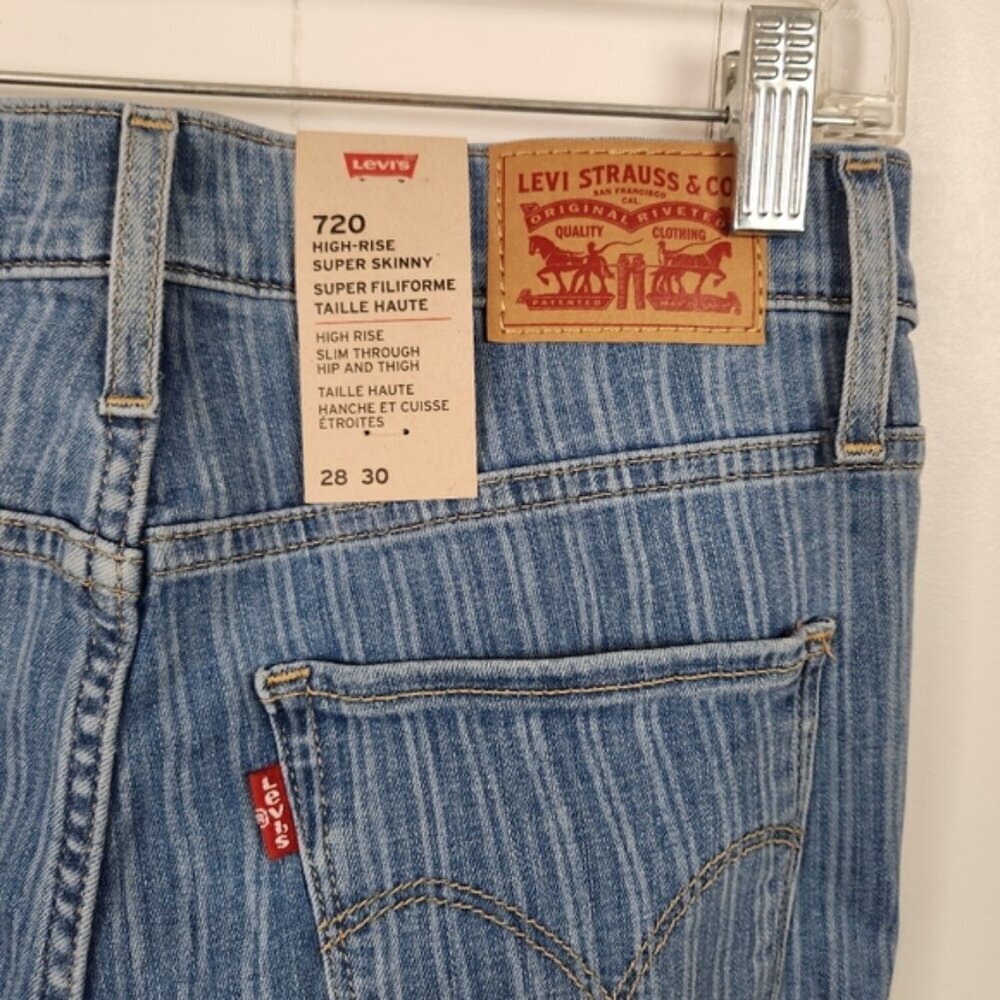 LEVI'S 720 High Rise Super Skinny Sapphire Stripe Jeans New NWT Size 28 Stretch - Picture 8 of 13